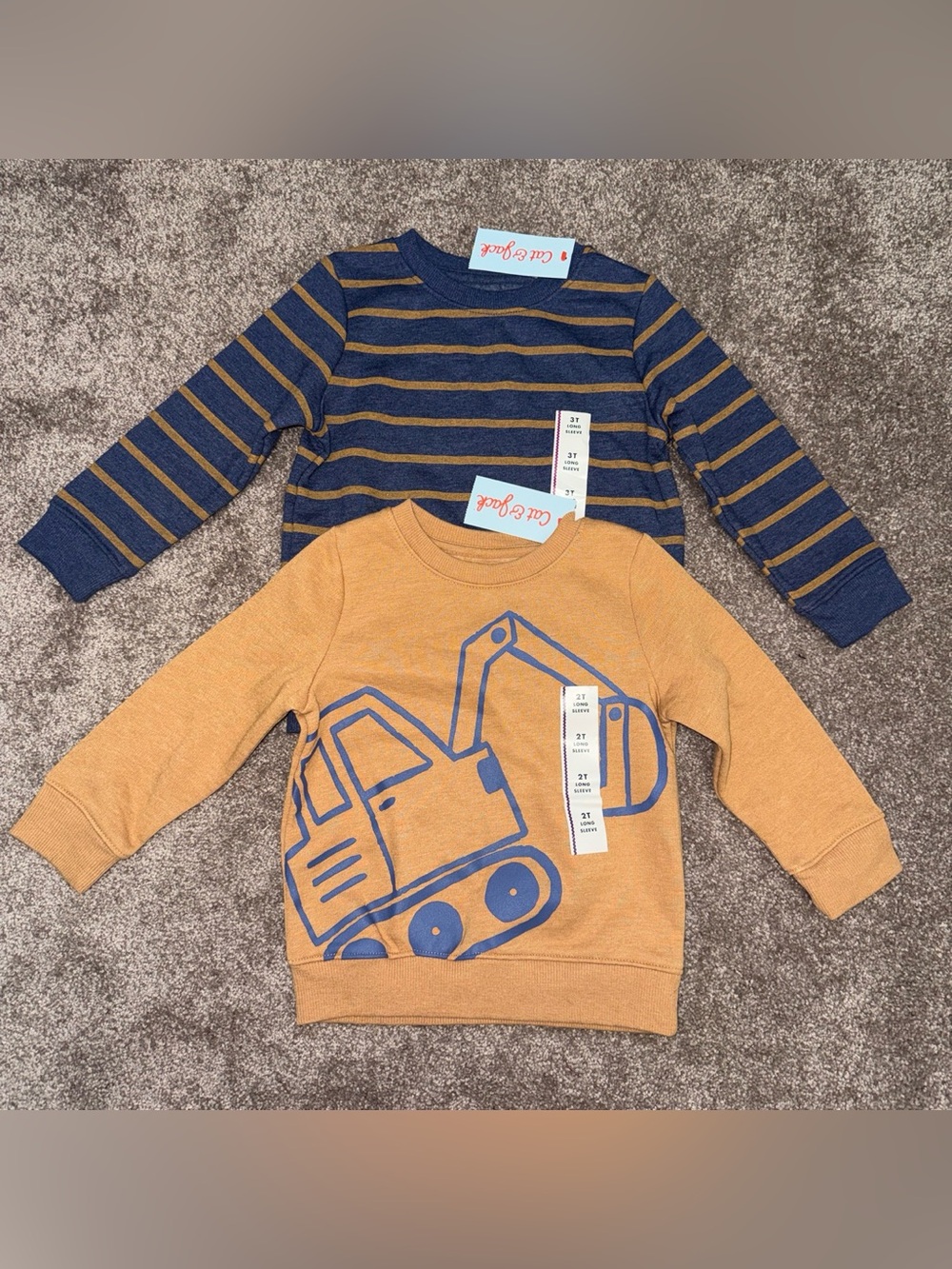 New cat & jack Cute 2 pack of boys long sleeve sz 2T/3T ✨